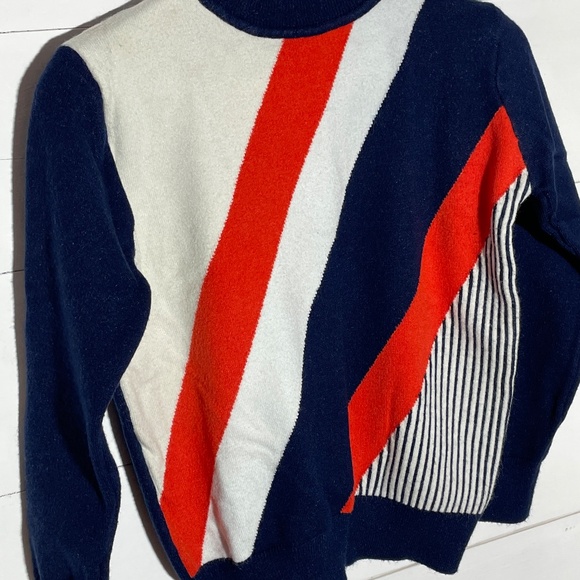 VINTAGE 80's Mock Turtleneck Striped Sweater: Red, white and blue! SMALL - Picture 2 of 3
